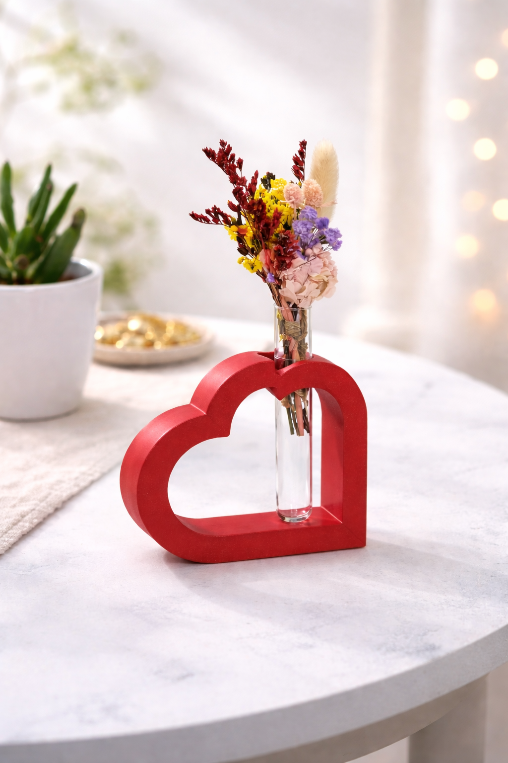 Herz Rot Herz mit Blumenglas – das richtige Valentinstag Geschenk – Bild 1